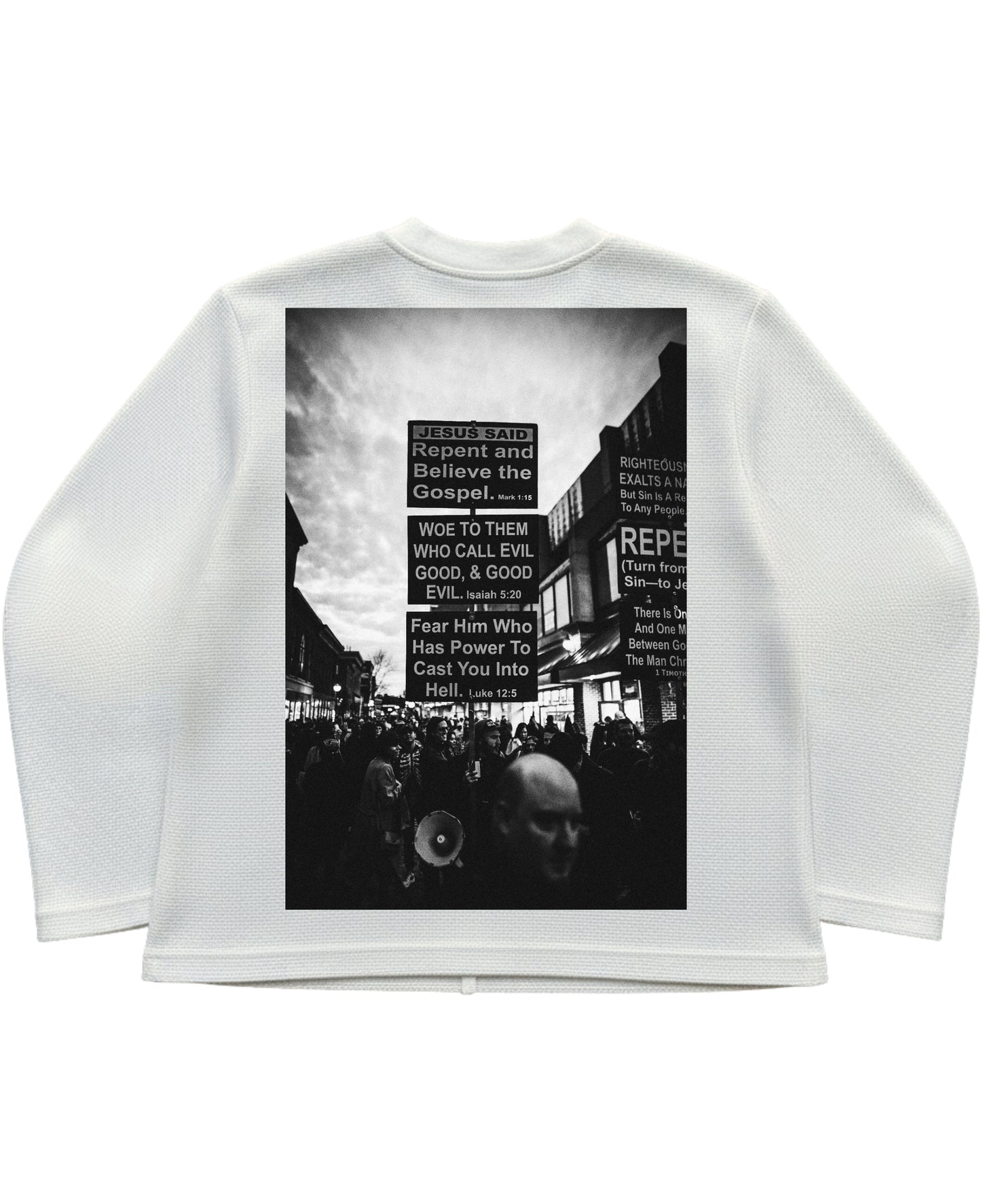 Off-white waffle knit oversized full-sleeve Back Design