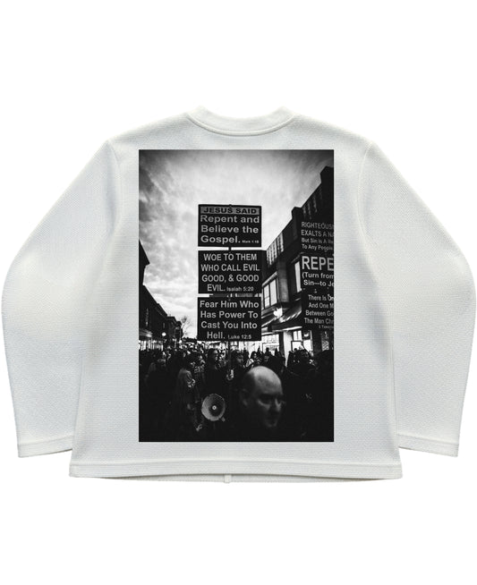 Off-white waffle knit oversized full-sleeve Back Design