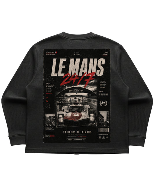 Black waffle knit oversized full-sleeve Back Design