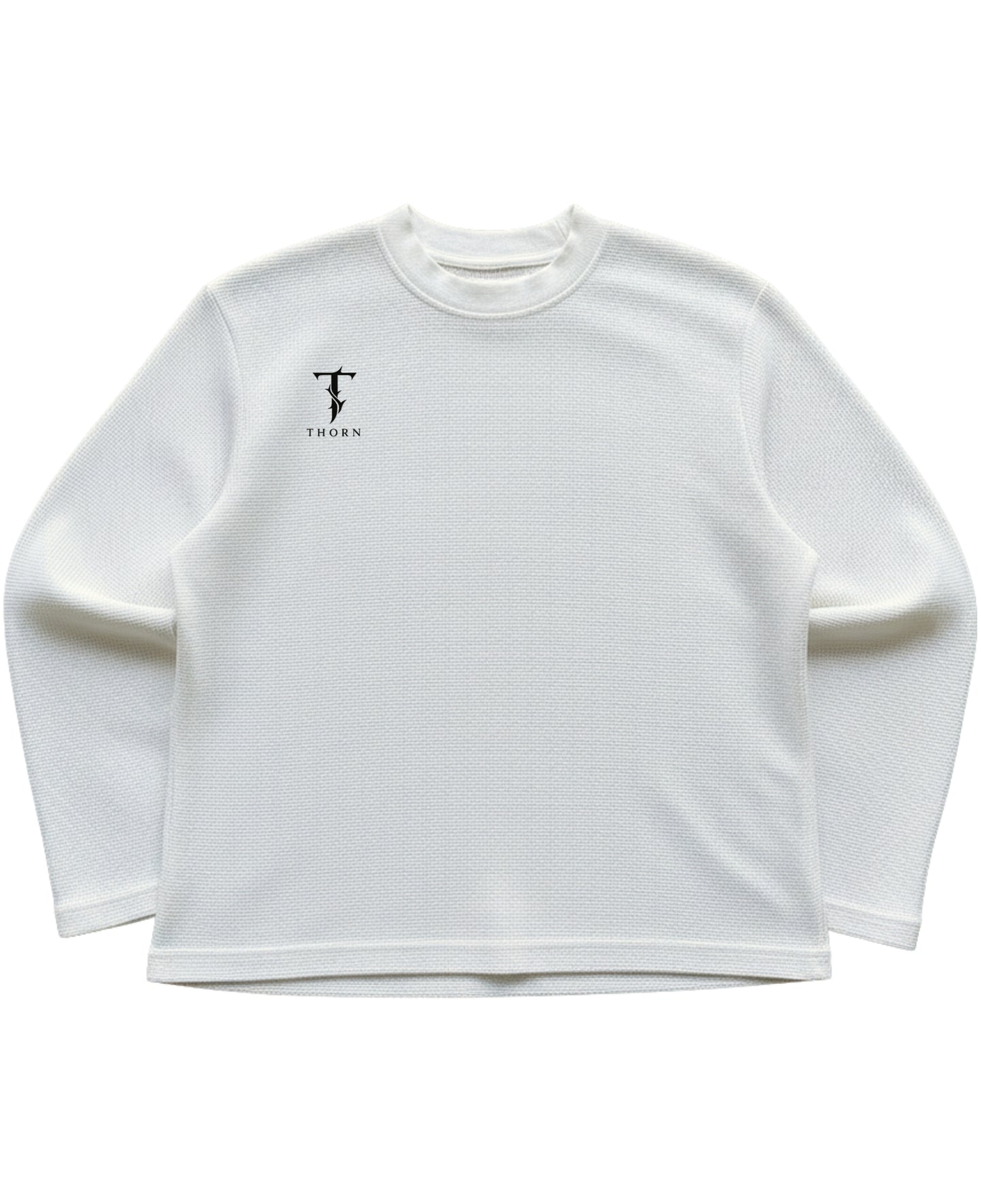 Off-white waffle knit oversized full-sleeve Front Design