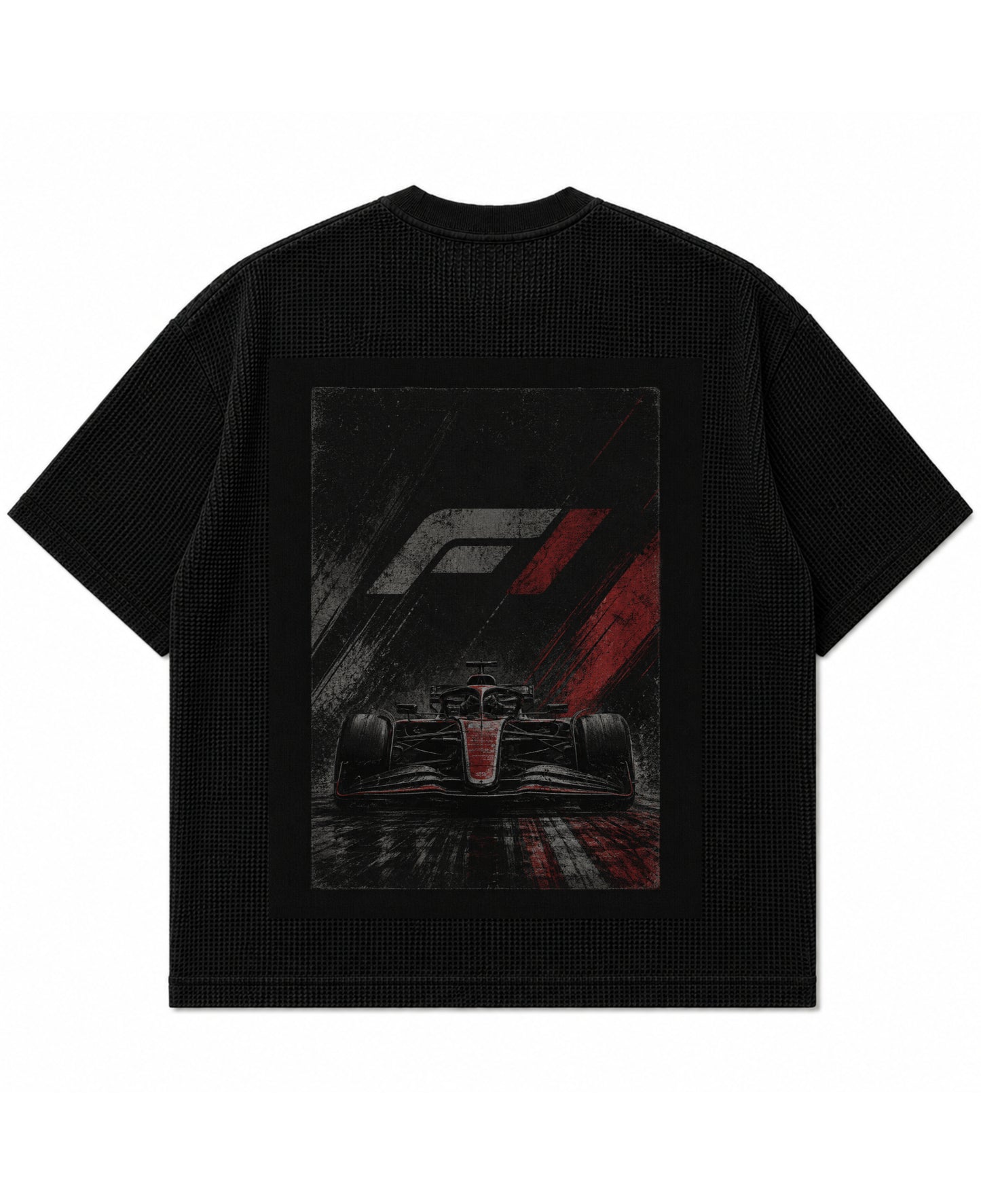 Black waffle boxy fit Back Design