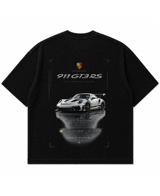 Black waffle boxy fit Back Design